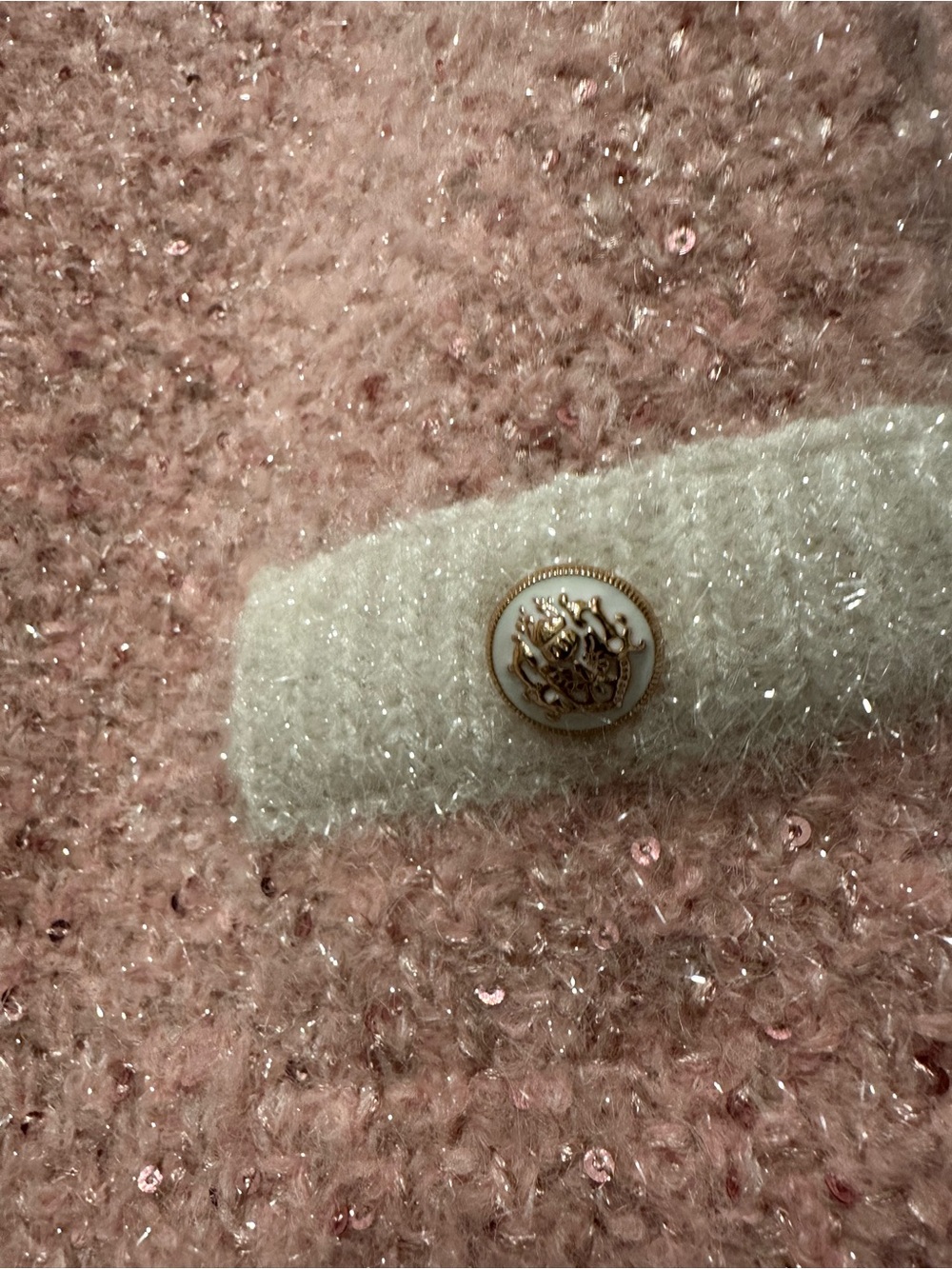 Maje morning lurex Pink and White Bouclé Knit Cardigan - Picture 5 of 6